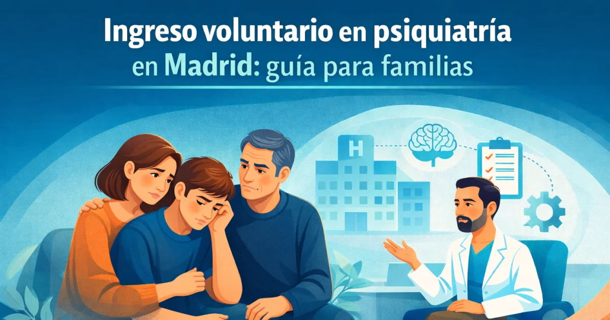 Padres acompanan a su hijo en consulta psiquiatrica durante un ingreso voluntario en Madrid